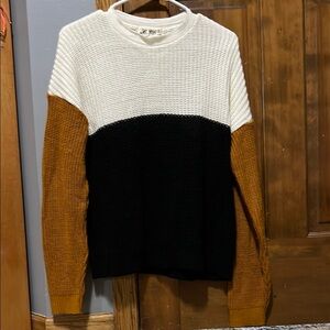 *Colorblock Sweater - Cream, Black, and Brown